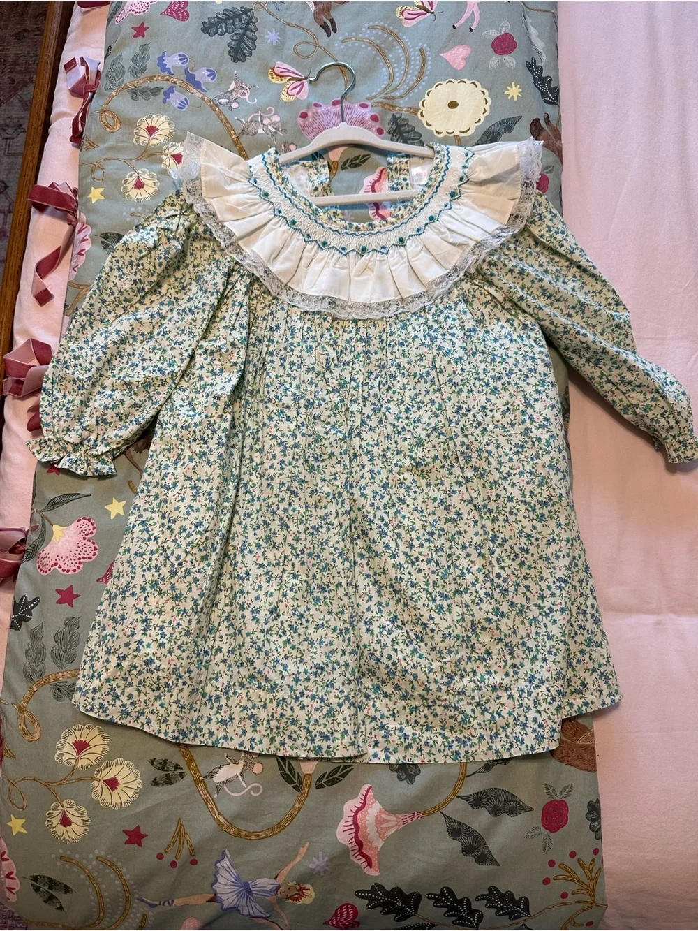 Girls' 4T Floral Smocked Collar Dress